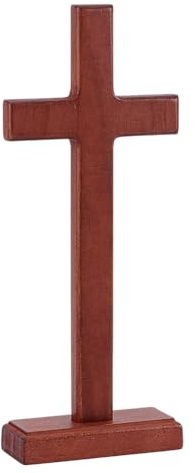 HOBBIESAY Cruz de madera de 8.4 pulgadas con soporte para colgar de pie para Pascua, bautizo, mesa, hogar, Navidad, iglesia, decoración de habitación