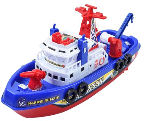 yakermur Boat Bath Toy - Fire Rescue | Splash Water Spray, LED Lights & Sound Effects, Exciting Battery-Powered Floating Educationally Stimulating And Secure Brushes Electric Motors Parts