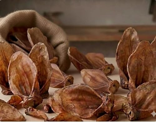 DEI NATURE Orecchie di Bovino Essiccate, CONFEZIONE SCORTA DA 24 UNITÀ Snack Naturale di Manzo per Cani, adatto dieta Barf