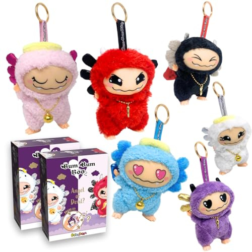 #sbabam Bum Bum Boo Peluche sorpresa Angel or Devil Funny Box con 2 personajes, llavero con campanilla, a partir de 3 años