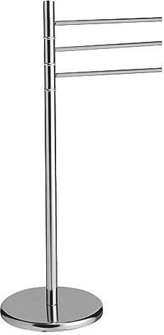 Pratiko Life Piantana Porta Asciugamani a 3 Braccia, Acciaio, Metallo Cromato Antiruggine, Portasciugamani da Terra con Base Pesante, Bagno Cromo Acciaio