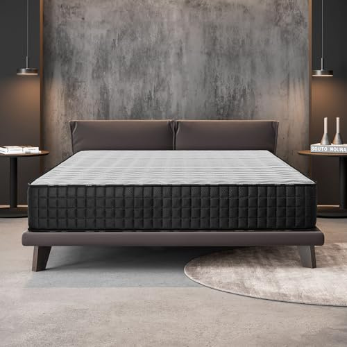 NATURALEX - Matelas Titanium 160x200-26 cm - Accueil Mousse mémoire de Forme + Blue Latex - Soutien Mi-Ferme - Respirant - 7 Zones - Réversible - Couchage indépendant - Fabriqué en Europe