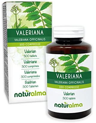 Baldrian (Valeriana officinalis) Wurzeln Naturalma - 150 g - 300 Tabletten - Nahrungsergänzungsmittel - Natürlich und Vegan