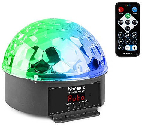 BeamZ JB90R Jelly Ball Efecto de luz de bola de discoteca LED con 9 colores diferentes, control remoto, fácil de usar, efecto strobo, programas incorporados, responde al sonido, 7 canales DMX