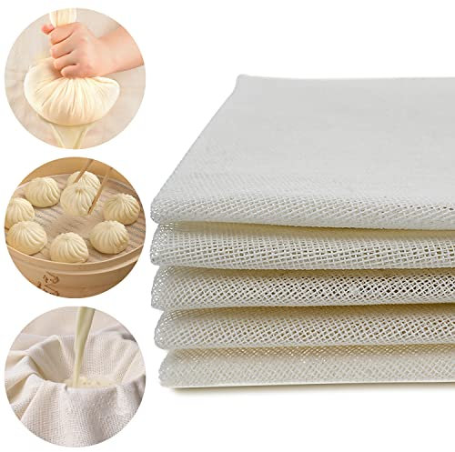 Passiertuch Käsetuch Küche Filtertuch Seihtuch Wiederverwendbar Bambusdämpfer Matte Knödeltuch Nussmilchbeutel für Küche Dampftuch Lebensmittel Zubereiten und Filter Cloth 50cm Runde 5 Stück