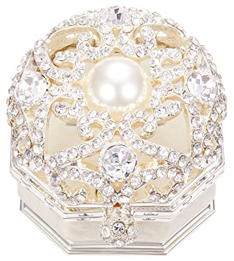 BEAUTY NEST Double Ring box for Wedding Ceremony Small Engagement Ring Box for Proposal Vintage Ring Bearer Box Unique Jewelry Box for Wedding Ring Holders Valentines Day Gifts for Her Women(2 Ring)