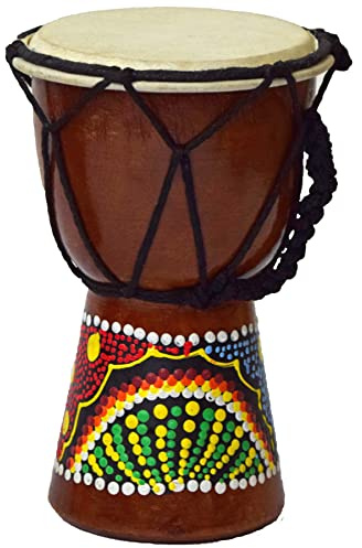 Djembe Trommel 15 cm Bongo Afrika - bemalt Drum Rhythmus Percussion Dot Painting