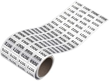 sourcing map 9001 a 9999 Pegatinas de números consecutivos Etiqueta de inventario Números negros para clasificación de numeración de almacén de oficina