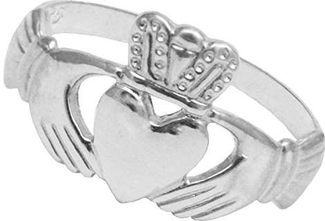 BJC® Bague Claddagh en argent sterling pour femme Taille G – Y Bague Claddagh en argent de fabrication britannique dans une boîte cadeau (Y), Argent sterling