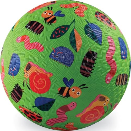 Crocodile Creek Playground Ball - Durable Rubber Ball for Kids Ages 3 and Up - Bouncy Inflatable Ball for Kickball, Indoor Games, and Outdoor Sports - PVC-Free - Garden Friends - 5-inch Diameter