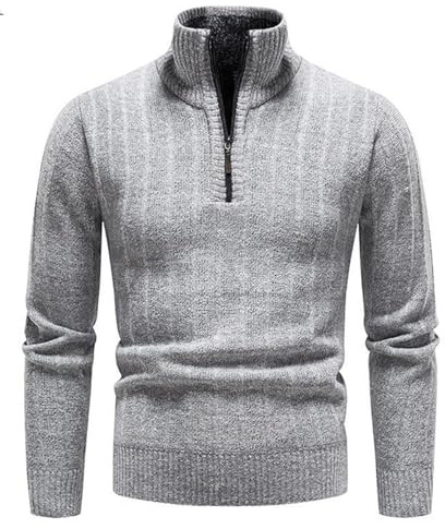 OlyljpinZ Maglione con Collo Alto Pullover Troyer da Uomo Invernali Maglioni con Cerniera Maniche Lunghe Slim Mezza Zip Foderato in Pile Pullover Morbido Giacca