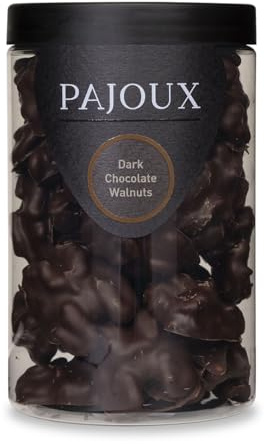 Pajoux Dark Chocolate Walnuts Hand-Dipped (Large) 200g | Dark Chocolate Covered Nuts - Chocolate Coated - Walnuts - Palm Oil Free - Chocolate in a Gift Jar