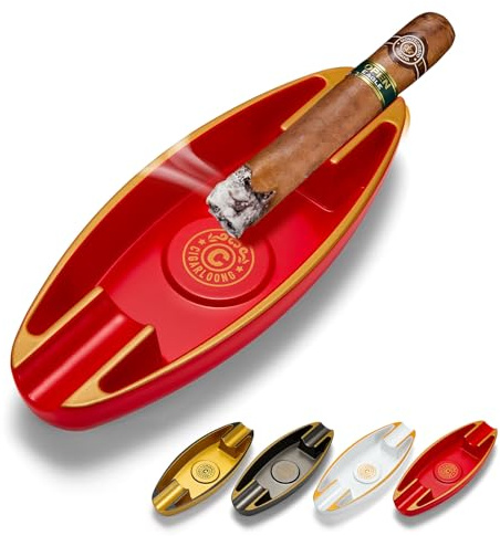 CIGARLOONG Cenicero de plástico con capacidad para 2 puros, color rojo
