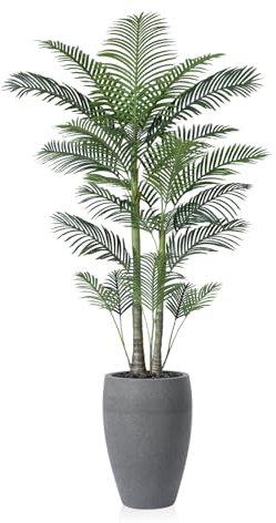 Fopamtri Artificial Areca Palm Tree 240 cm Fake Plants, Large Fake Tropical Palm Plants with Large Planter Artificial Plants Indoor for Home Bedroom Office Balcony Garden Decorations (1 Pack)