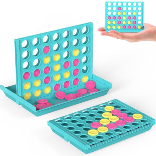 Pup Go 4 in Linea Formato Mini, Gioco da Viaggio Perfetto per Bambini, Giocattolo Educativo Classico Ideale per Auto, Aereo, Treno, Strategia Portatile per 2 Giocatori da 3+, Pieghevole (Verde)