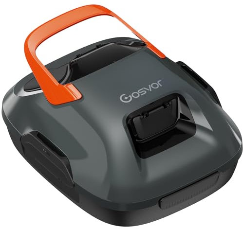 Gosvor Robot pulitore per piscine senza fili, dura 90 minuti, aspirapolvere automatico per piscine fuori terra fino a 860 mq, portatile, parcheggio, arancione