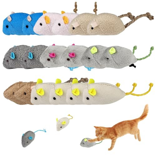 Lixiluxia 18 Stück Katzenminze Spielzeug, Katzenspielzeug Maus, Katzenspielzeug mit Katzenminze, Spielmaus für Katzen, Mäuse Plüsch Spielzeug, Katze Spielmaus für Katzen und Kätzchen(8 Farben)