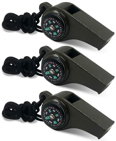 AEIOPRS 3 Pcs Brujula 3 in 1 con Silbato y Termómetro Ideal para Camping Montañismo y Senderismo