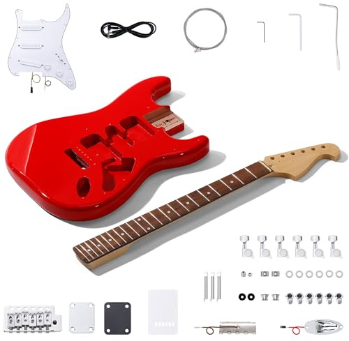 Leo Jaymz DIY ST Style Electric Guitar Kits,Spray-painted Mahogany Body,Laurel Wood Fingerboard and Maple Neck, including all Components