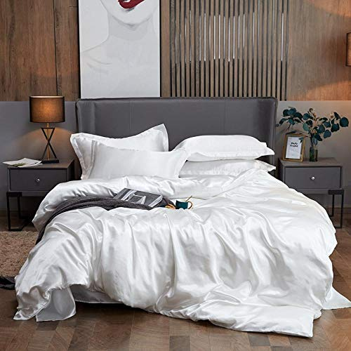Juego de ropa de cama de satén de seda, edredones hipoalergénicos, transpirables, antidecoloración, antibolitas, colcha de lujo para un sueño cómodo