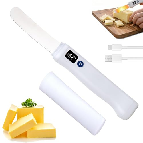 Cuchillo De Mantequilla Calentado, Esparcidor De Mantequilla Recargable Con Pantalla Led Digital Inteligente Y 2 Configuraciones De Calor (131°f Y 158°f), Ip68 Impermeable, Para Mantequillas Duras