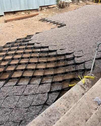 Grusgaller för gångvägar och uppfarter, bikakestruktur beläggningsmatta, 2 x 9 m (6,6 x 29,5 fot) genomtränglig markstabilisator för trädgårdskanter och skjul bas
