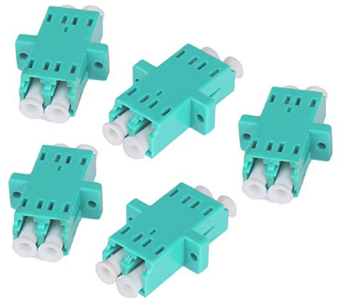 UEETEK 5 PCS LC weiblich zu LC weiblicher Faser-Koppler LC-LC Duplex-Konverter-Optikfaser-Adapter/Adapter-Verbindungsstück für OM3 / OM4 (hellgrün)