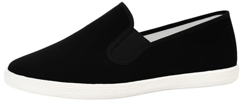 Lazutom Unisex Old Beijing Martial Art Kung Fu Tai Chi Cotton Sole Canvas Shoes (Black, EU 46)