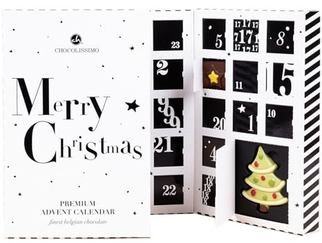 Calendario dell'Avvento al cioccolato - Idee regalo di Natale per donne, uomini, adulti, bambini, genitori, nonne, nonni - Calendario dell'Avvento con 24 tavolette di cioccolato e figurine - Blu
