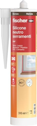 Fischer SNF Silicone Sigillante Legno Marrone, Pavimenti e Finestre, Neutro a Basso Modulo, Elastico, per Serramenti, Porte, Infissi, Inodore, Esterno/Interno, 9380