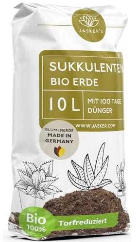 Sukkulentenerde 10 L - Sukkulenten Erde mit Dünger - Um 40% torfreduziert - Erde Sukkulenten - Sukkulenten+Erde - Sukkulenten Substrat - Auch als Kakteenerde und Kaktuserde geeignet