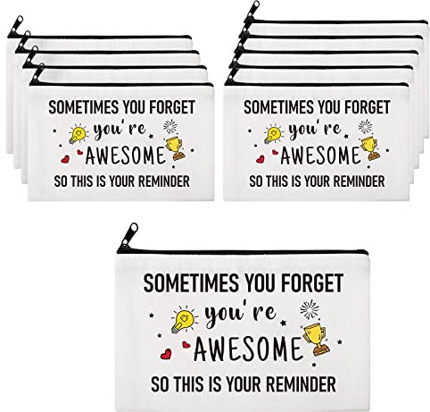 Saintrygo 10 Pcs Canvas Makeup Bag, Sometimes You Forget You Are Awesome