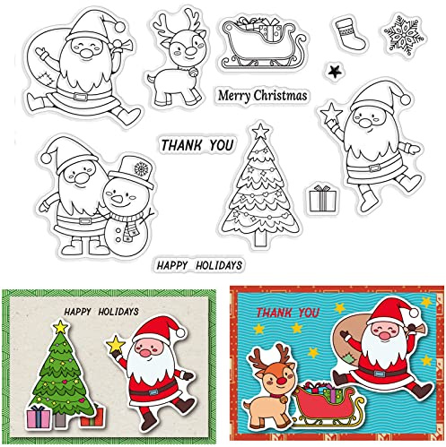 CRASPIRE Jul klara frimärken snöflinga jultomten snögubbe silikon stämpel tätning genomskinliga silikonstämplar för julkorttillverkning dekoration gör-det-själv scrapbooking prägling album dekor