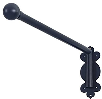 Black Door Curtain Rail with Swing Arm Rod, Finials - 90cm/35.4IN for Side Panels & Front Door