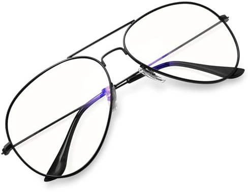 KANASTAL Blue Light Glasses Mens Clear Blue Light Blocking Glasses Womens Bluelight Fine Rimmed Anti Filter Bue Gaming Computer TV - Black Metal Clear Lens