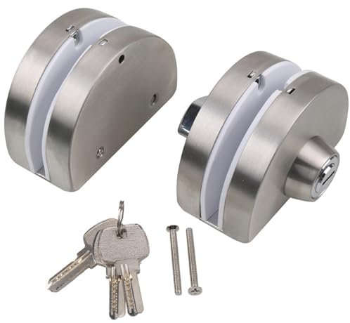 Glastür Schloss,10~12mm Schiebetür Glas Schloss Edelstahl Glastürschloss,mit Schlüssel beidseitig rahmenlose Türverriegelung für Home Hotel Badezimmer