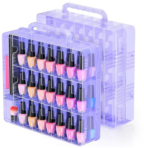 Beloving Organisateur de Vernis à Ongles pour 48 Bouteilles de Vernis à Ongles avec séparateur réglable - Organiseur de Vernis à Ongles en Gel Double Face - Violet