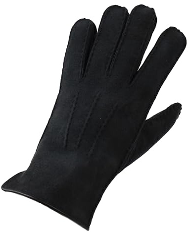 Reissner Lammfelle warme Entrefino Lammfell Finger Handschuhe für Damen und Herren LUXIOR HDS-FINGER4-XL-SCH schwarz XL (Handumfang 24cm)