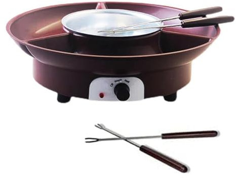 Ensemble de Casseroles à Fondue, Appareil à Fondue au Chocolat Électrique avec 4 Fourchettes, Kit de Machine à Fondue au Fromage, Contrôle de la Température. Prise UE et Facile à Ins