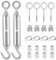TooTaci 3mm Drahtseil Seilspanner Set, M6 Seilspanner Edelstahl Set, 2 Stück Spannschlösser Haken und Öse, 4 Stück Ösenschraube, M3 Seilklemmen, Spannhaken für Gartendraht, Zaunspanner, Hängen