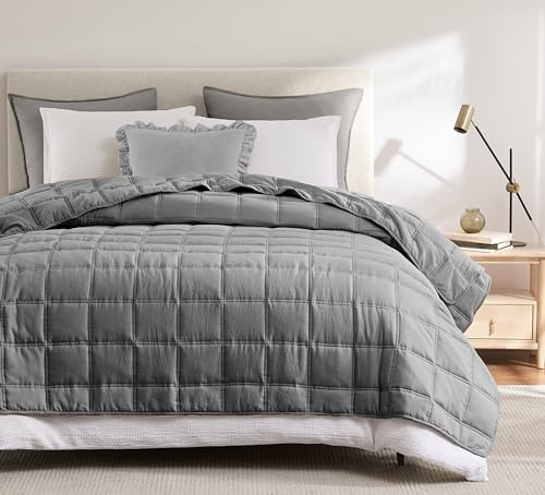 R.SHARE Copriletto Una Piazza e Mezzo, Copriletto Trapunta Primaverile Estiva 200×220 cm Grigio, Trapuntino Leggero Coperta Divano Letto Multiuso Mezza stagione, Microfibra Morbido Confortevole OEKO