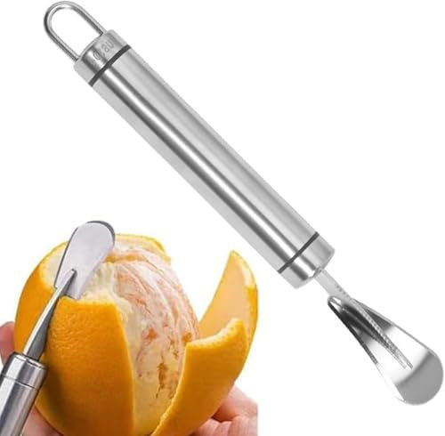 Edelstahl Orangenschäler mit Kurvenklinge – Multifunktions-Zestenmesser für Pampelmusen, Grapefruits und Obstkunst | Küchenhelfer mit Griffmulden und Schälhilfe (Spülmaschinenfest, Für Profi- und Haus