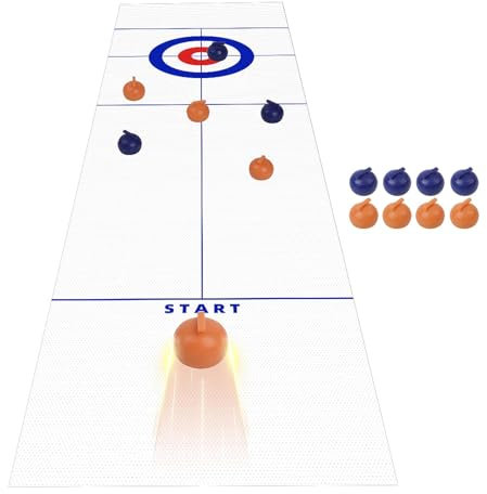 Tisch Curling - Curling MiniName, Interieur Curling Brettspiel | Tisch Curling, Compact Kit für Familienspaß, Tisch -Curling -Track, Lockenspiel mit US -Steinen