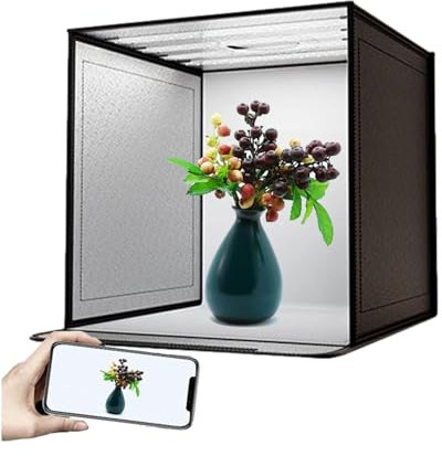 Caja De Luz Fotográfica Plegable - Estudio De Disparo De Productos De 44x44cm, Carpa Iluminada LED | Props De Fotografía Plegable Para Accesorios, Modelos Hechos A Mano Y Joyas, Estudio De Iluminación