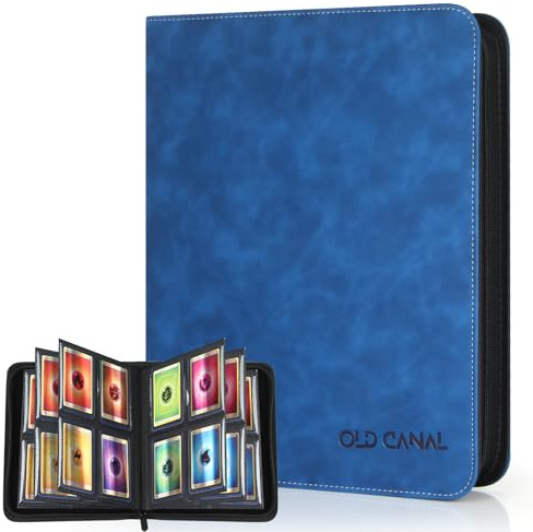 Old Canal Top Loader Álbum Cartas, Álbum de Cartas Coleccionista con 4 Bolsillos para 112 Top Loaders, Card Binder Adecuado para MTG, TCG, Azul Zafiro (ÚNICAMENTE PARA TOP LOADERS)