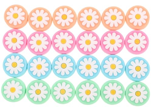 Happyyami 24 pezzi di simpatici cappucci per impugnatura del joystick in silicone floreale, copri-pulsante analogico, parte di ricambio compatibile con il controller di gioco