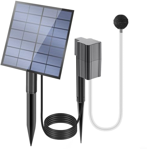 Fauhapyway Aeratore solare per laghetto, 2,5 W, 7 V, piccola aria per esterni, giardino, acquario, ossigenazione, portata 0,6 l/min