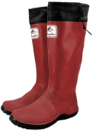 JOMIX Stivali da Pioggia Uomo Donna Antiscivolo Stivaletti Gomma Impermeabili Pieghevoli Scarpe Alte da Pesca Escursione Campeggio Lavoro Giardino Leggeri e Compatti YXM2507 Rosso 38/39