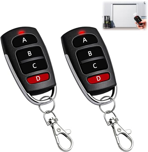 2 Stück Fernbedienung Garagentor 433mhz Universal 4 Tasten Garagentoröffner Ersatz Fernschalter Funkfernbedienung Garagentor Geeignet für Autos Rollladenschalter Garagentore Tore