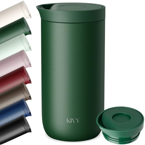 KIVY Termosmugg 500 ml [6h varmt & 24h kallt] för kaffe, te & Iced Coffee - Coffee to go-mugg - termos med lock - isolerad mugg - resemugg - tekopp - termos kaffemugg att ta med